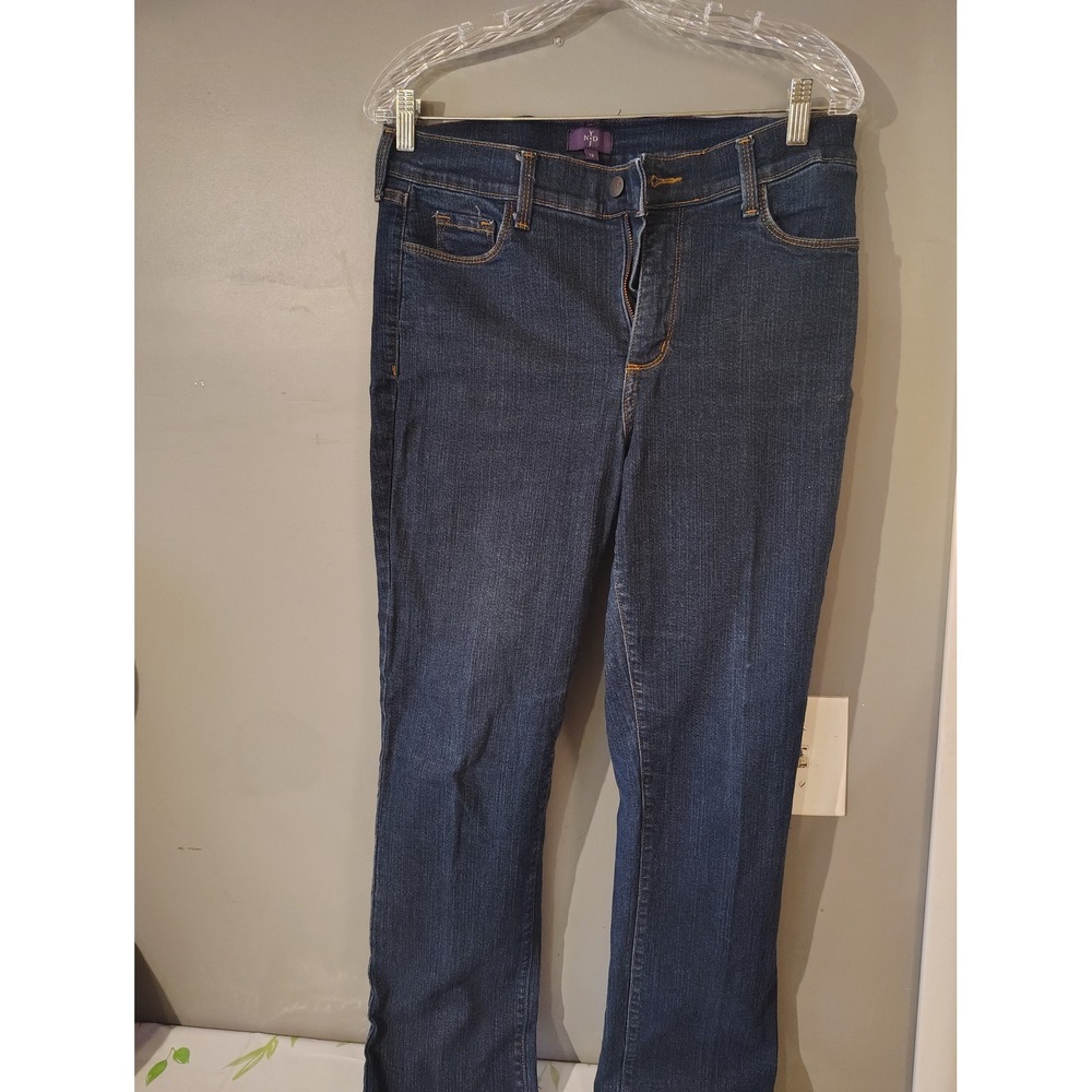 NYDJ Straight Leg Jeans Dark Wash Lift Tuck Technology Blue Denim Womens 12